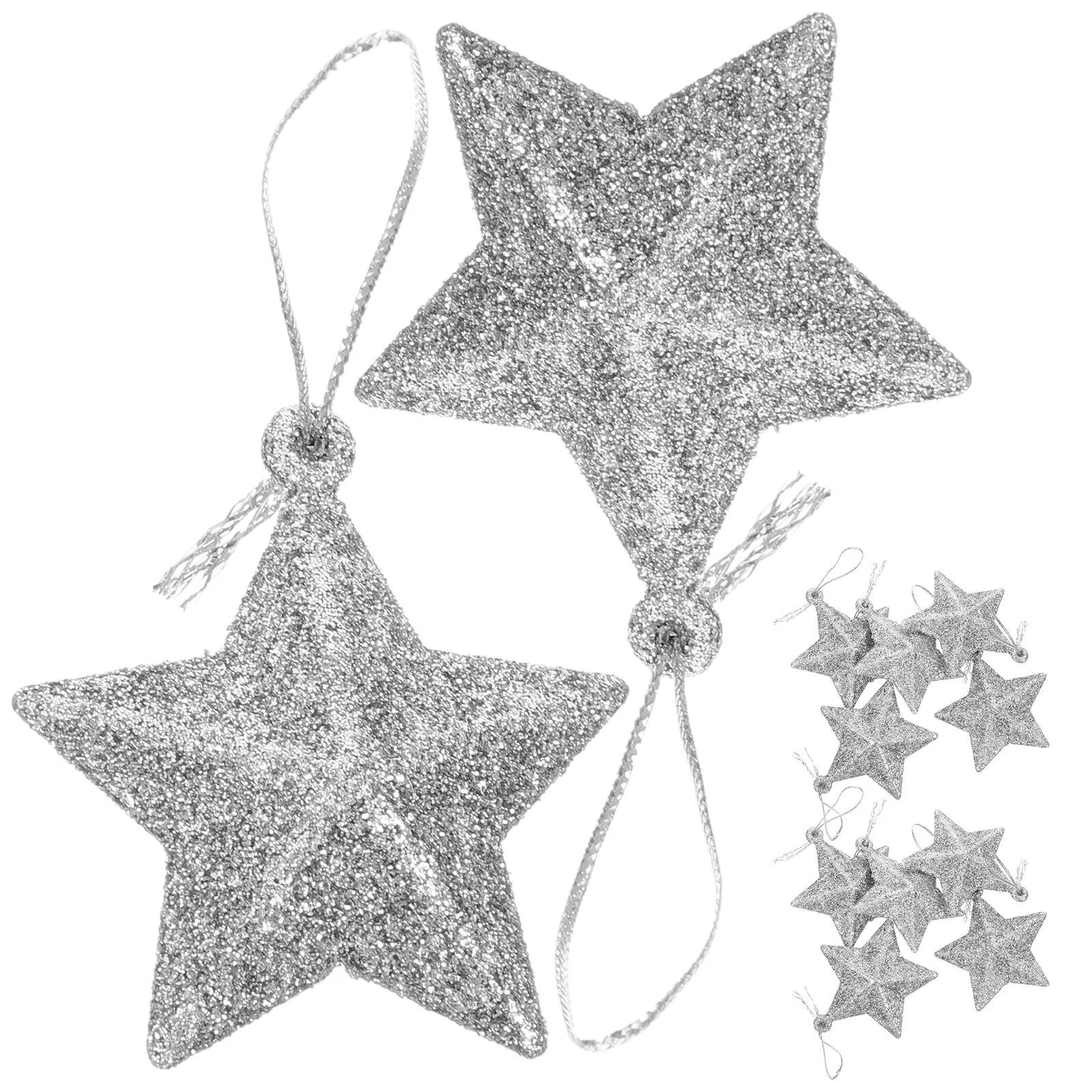 

24Pcs Five-Pointed Star Christmas Tree Decorations Xmas Hanging Adornments Party Ornaments Xmas Pendants PVC Pendants