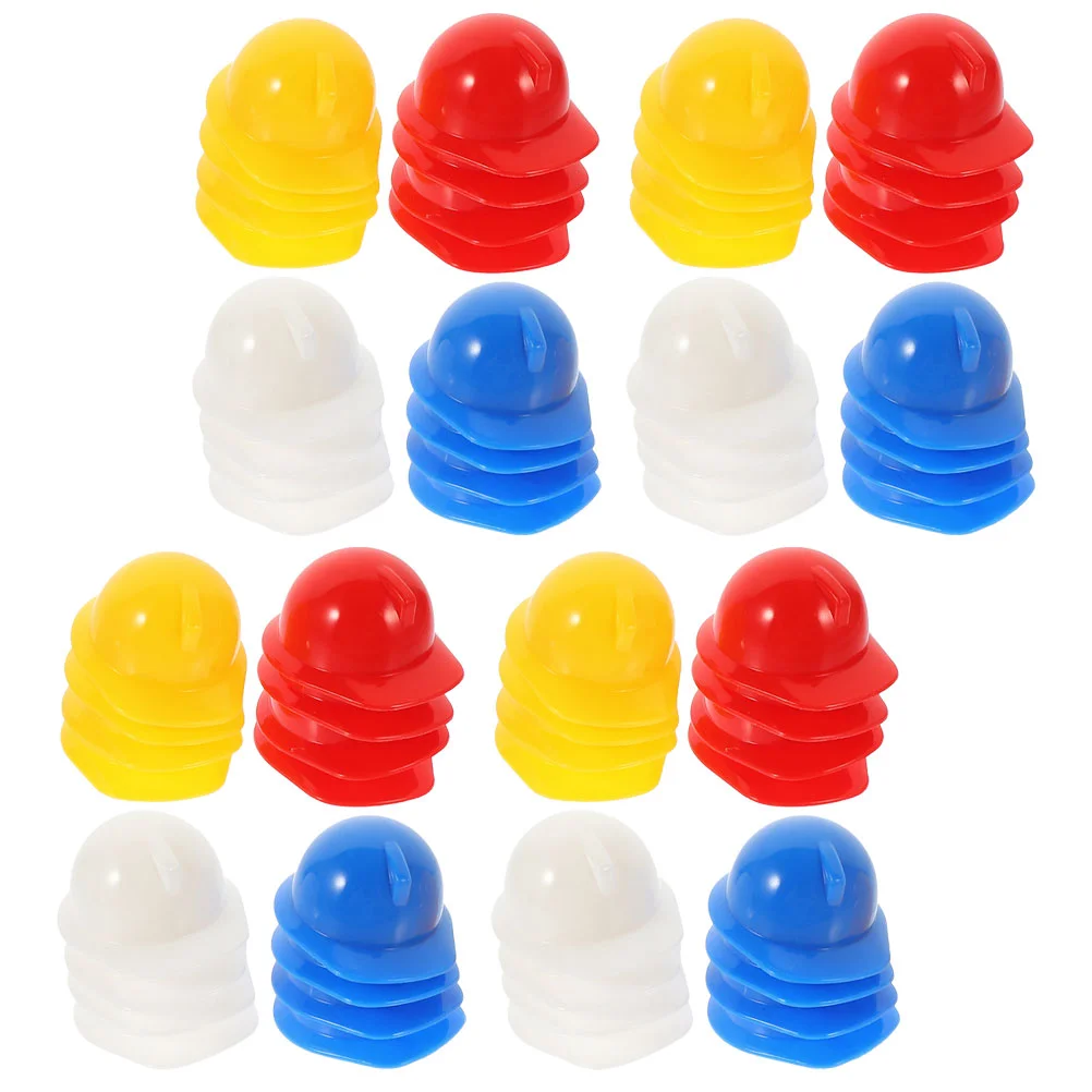 80 Pcs Mini Construction Hat Safety Decor Caps Cake Helmets Plastic Chicken Child