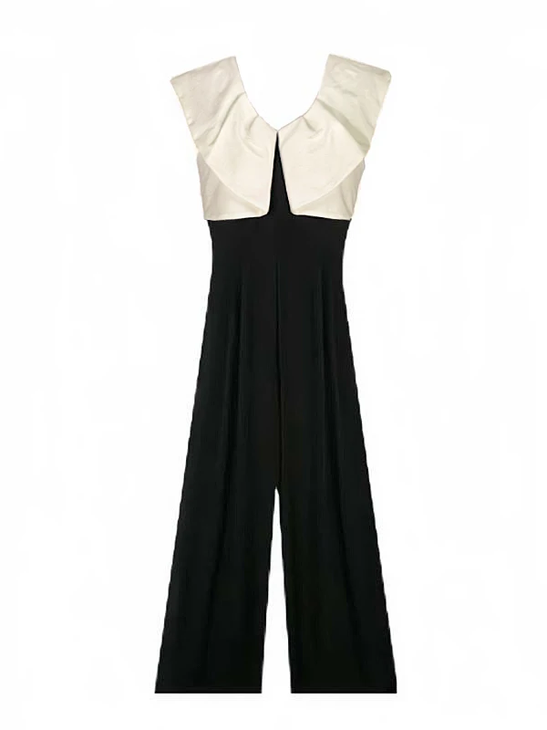 بنطلون طويل فضفاض بخصر مرتفع بلون واحد، تصميم أنيق للصيف، متعدد الاستخدامات، مصنوع من ألياف البوليستر