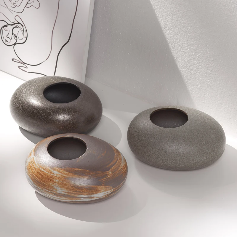 

Ceramic vase - Japanese rustic pottery handmade vintage decorative dried flower arrangement vase set