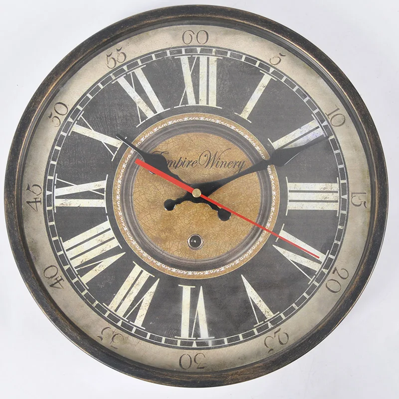 &c 30.5*30.5cm Easy to hang Vintage Silent Non-ticking Wall Time Clocks Classic Operated Decorative Round Wall Clock