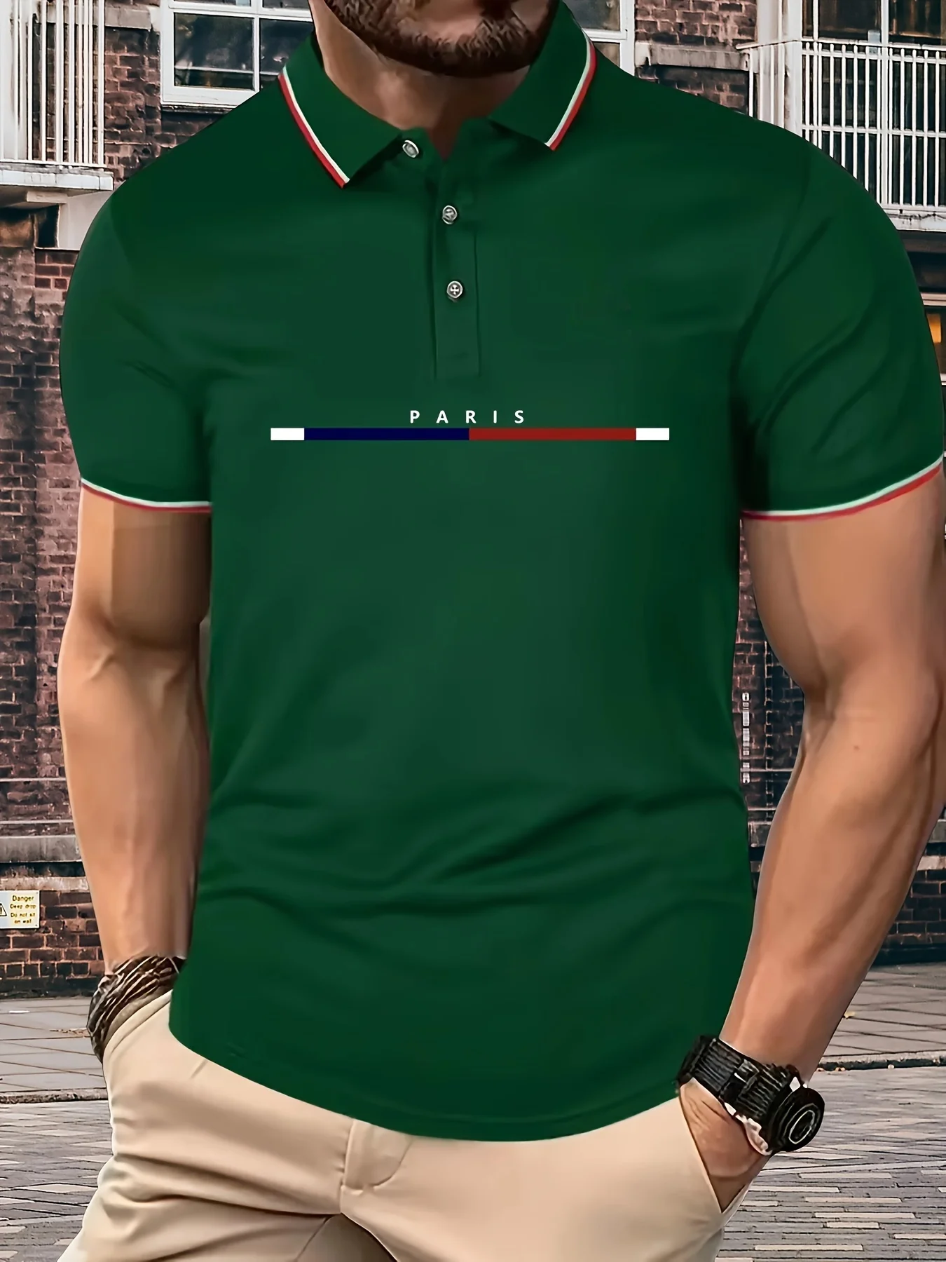 Men\'s Summer Cotton PARIS pattern POLO Shirt Tops