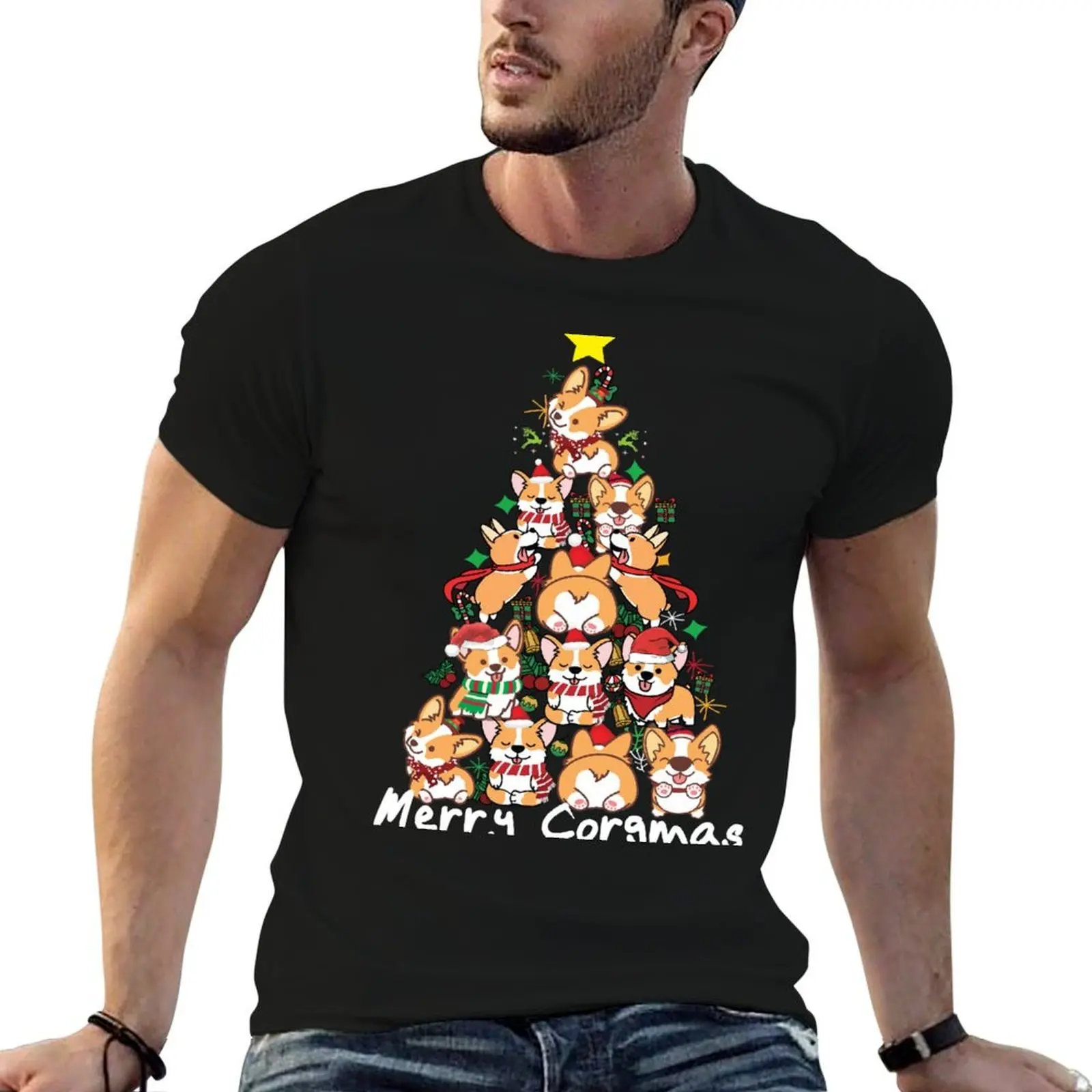 Merry Corgmas. Christmas Corgis. Corgis Christmas Tree T-Shirt t shirts for man cotton cotton tshirt 100% T-Shirt