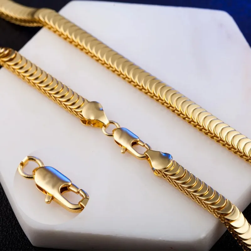 

Pryna Jewelry Luxury 24K 9999 Pure Gold real gold Men's and Women's Snake Bone Scale Bracelet Necklace