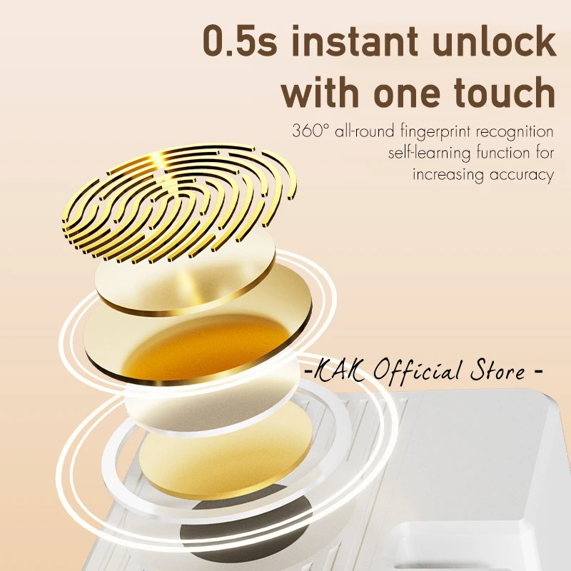 KAK Fingerprint Drawer Lock Non-Punch Baby Child Safety Lock Window Refrigerator Security Door Lock Furniture Lock for Office