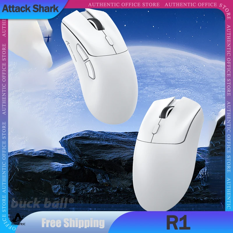 

Attack Shark R1 Gamer Mouse 3 Mode USB 2.4G Bluetooth Wireless Mouse 18000DPI Lightweight Mouse Esport Gaming Mice For Laptop