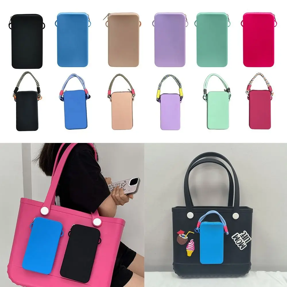 

Silicone Storage Pouch with Lanyard Dustproof Beach Bag Connector Large Capacity Waterproof Cosmetics Storage Bag for Bogg Bag