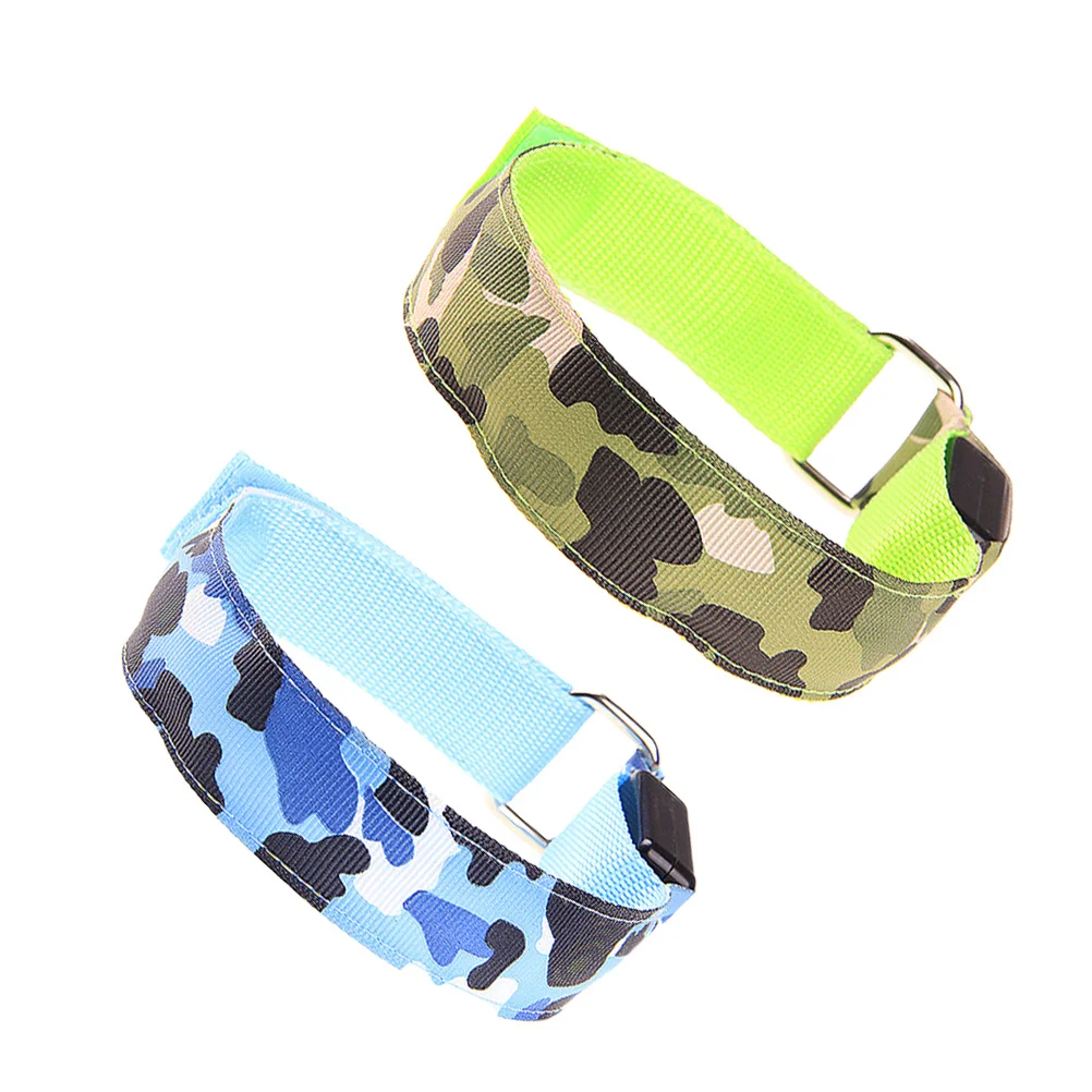 2 قطعة أربطة ذراع متوهجة Led أساور صفعة مقاومة للماء للجري الليلي والمشي لمسافات طويلة الرياضة في الهواء الطلق معصمه السلامة العاكسة الأزرق