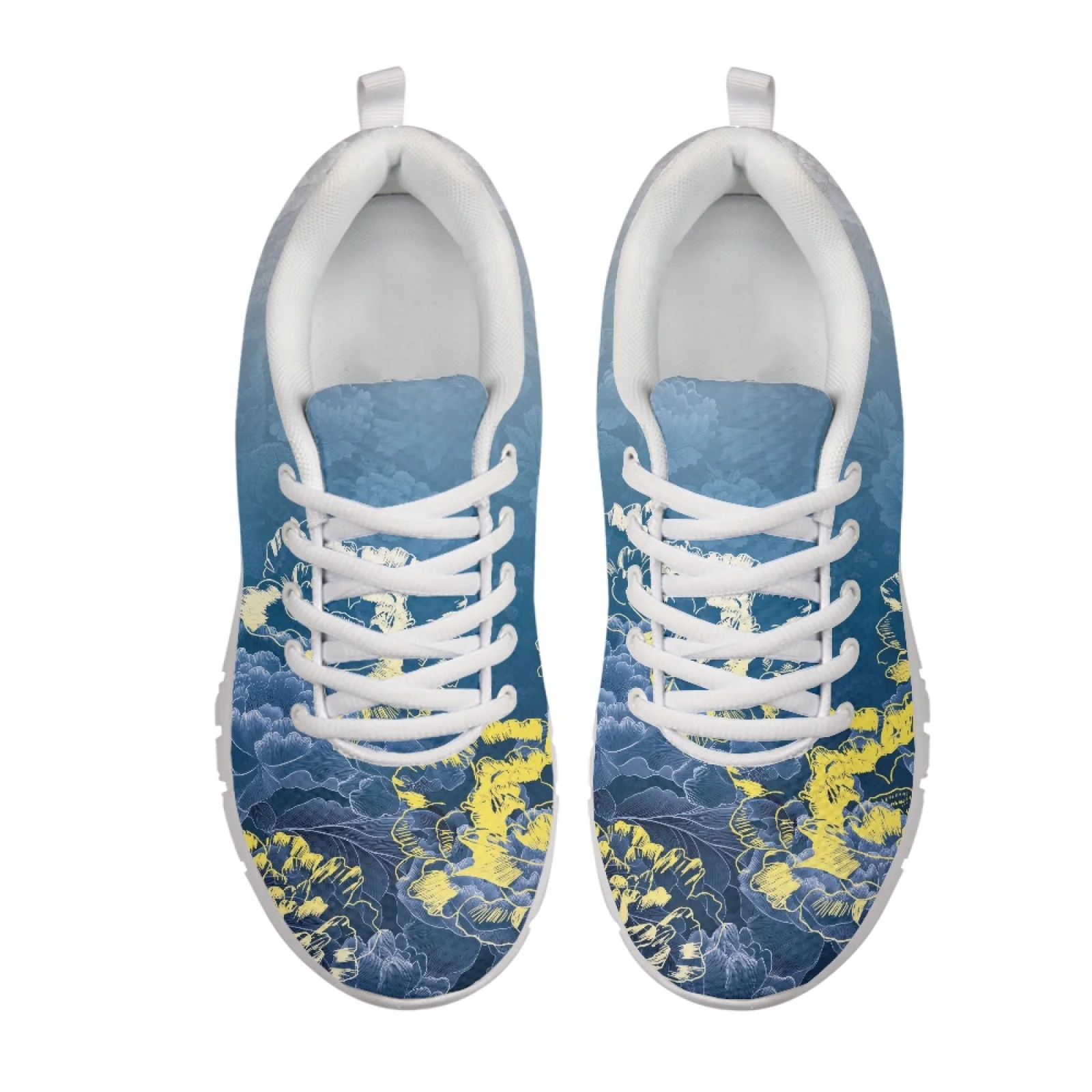 Coloranimal Flowers Print Flat Walking Sneakers for Women Mesh & EVA Sole Outdoor Walking Shoes for Hunting