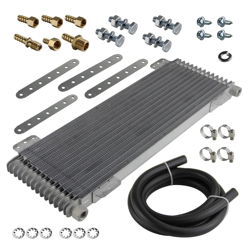 

Performance Low Pressure Drop Heavy Duty Transmission Oil Cooler with Mounting Hardware 40,000 GVW