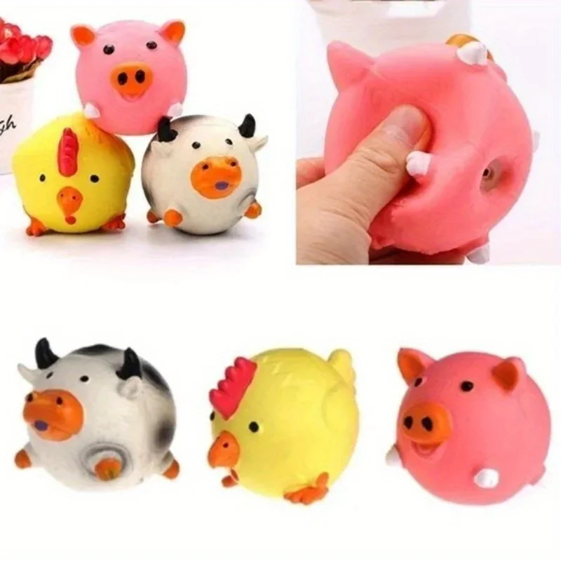 Animals Design Durable Dog Chew Toys Pigs, cows, chickens, Tough Squeaky Dog Grinding Teeth Toys,Pet latex to clean teeth toys