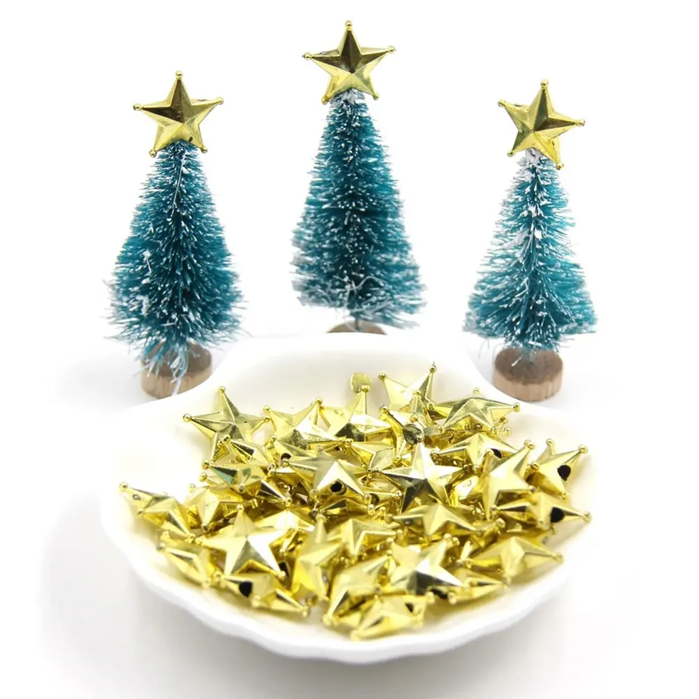 10PCS 2Sizes DIY Gold Star Topper Star Christmas Ornaments Xmas Tree Ornament Toppers DIY Craft Christmas Party Decorations