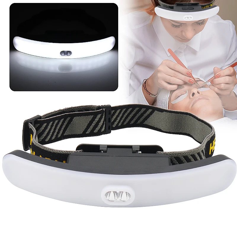 Latarka czołowa Led USB akumulator do przedłużania rzęs lampa do szczepienia ochrona oczu światło bezcieniowy Nail Art tatuaż na brwi i wargi