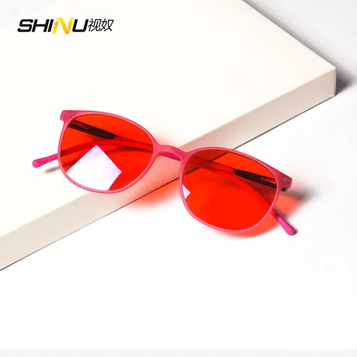Imagen 2 del producto Gafas SHINU para mujer, gafas con filtro de luz azul, lentes naranjas, gafas para ordenador, bloqueo de lentes rojos, 100% de luz azul, ayuda para dormir mejor