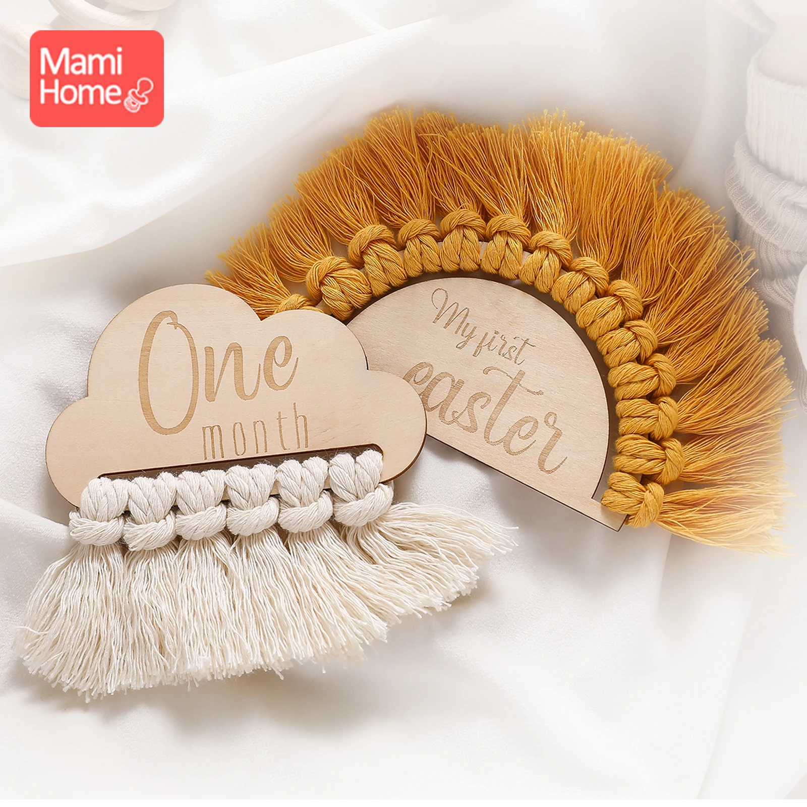 1Set Baby Milestone Wooden Tassel Milestone Cards Baby memories Baby Newborn Photo Accessories Photography Props Newborn Gift