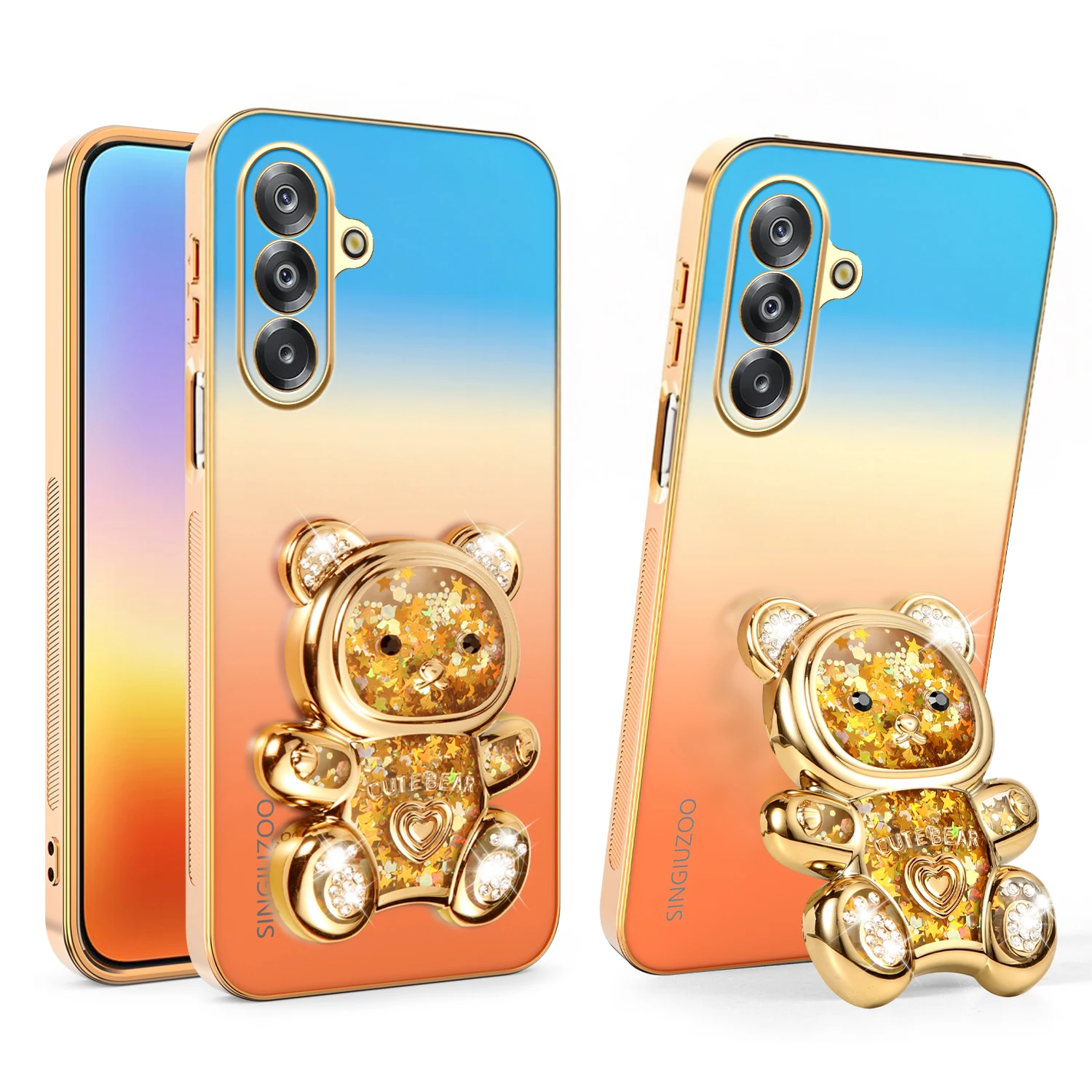 With Holder Soft Phone Case For Samsung Galaxy A08 A05s A05 A07 A06 4G 5G Full Lens Protection Shockproof Silicone Cover Cases