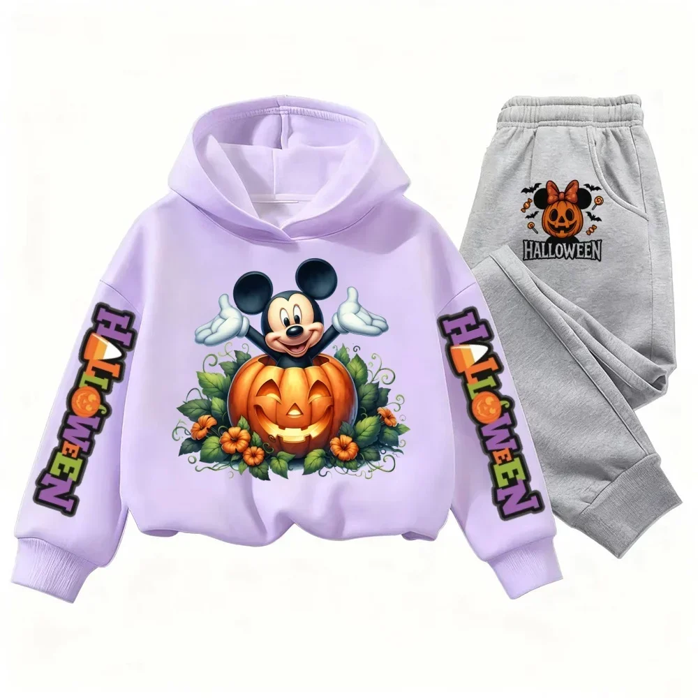 ฮาโลวีนดิสนีย์มิกกี้เมาส์พิมพ์ลายเสื้อฮู้ดเด็กชุดฤดูใบไม้ร่วงและฤดูหนาวเสื้อแขนยาวเสื้อสวมหัวเด็กชายและเด็กหญิง