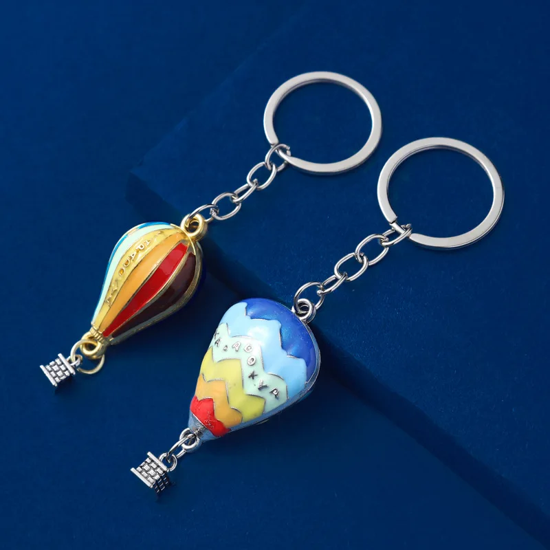 New Hot Air Balloon Keychains,Coloured Metal Turkey Rainbow Balloon Key Ring for Men Women Backpack Car Key Bag Pendant Gift