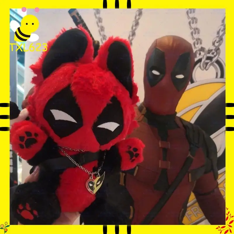 Muñeco de peluche Deadpool de 30 cm, juguete de peluche sentado, muñeco de algodón rojo y negro, decoración coleccionable para el hogar, para coleccionistas de películas para adultos