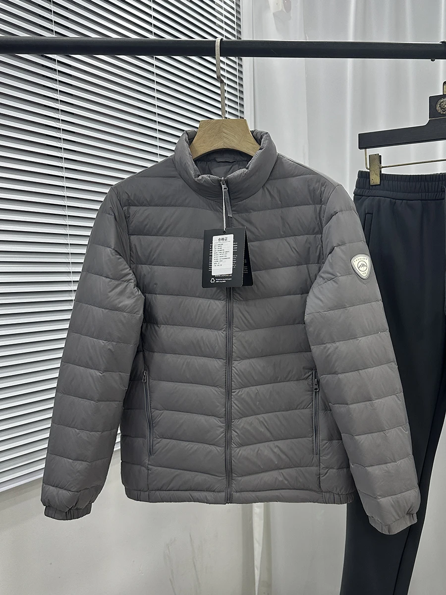 

Легкий дизайн, 85% белый душ, уличный повседневный легкий водонепроницаемый воротник-стойка, мужская куртка на осень-зиму