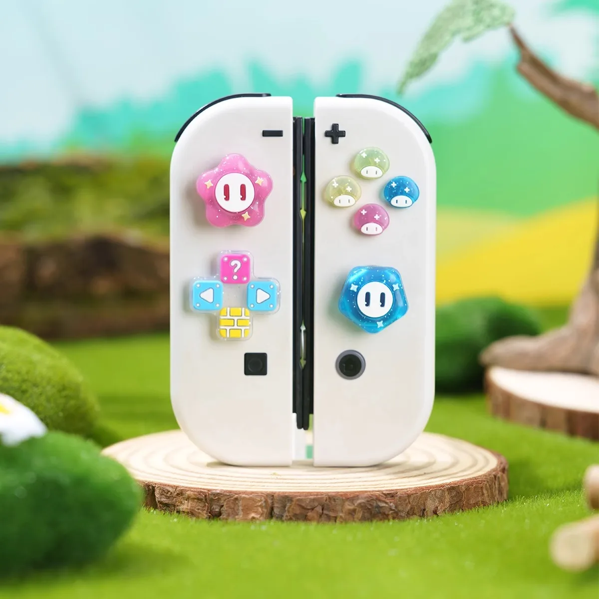 

Switch Oled Joystick Cap Button Sticker Inspired By Mushroom Silicone Cross Button To Protect Game Peripherals