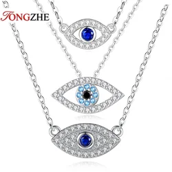 TONGZHE Evil Eye Pendant Necklace For Women  925 Sterling Silver Lucky Zircon Turkey Girls Gifts Party Fine Jewelry