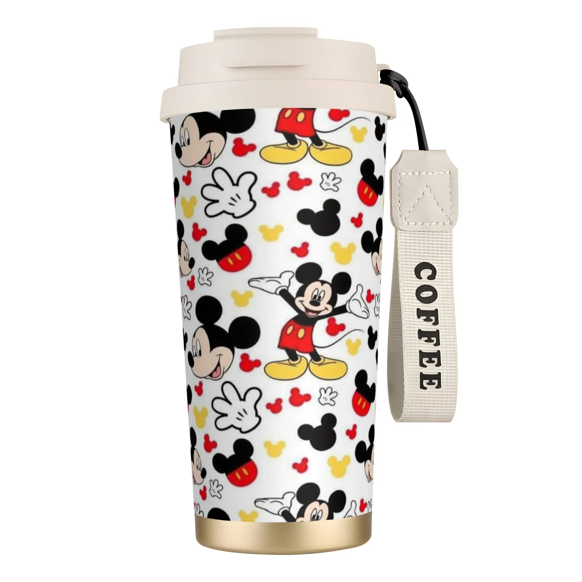 

Кружка из нержавеющей стали 316 с двойными стенками и вакуумной изоляцией, с трубочкой, с изображением Микки и Минни