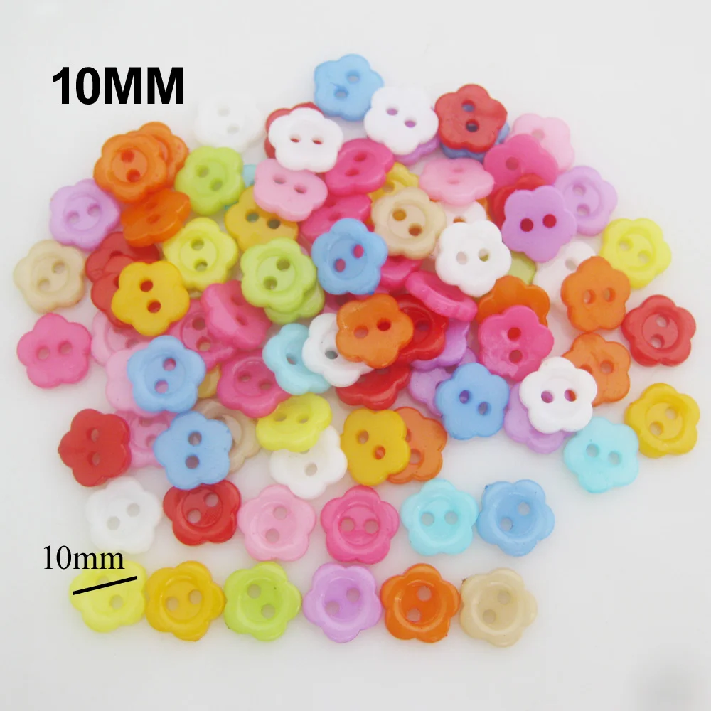 NBNNLO 50Pcs Mix Colors 10MM-22MM Multisizes Plastic Flower Buttons Craft Decoration Home Sewing Accessories