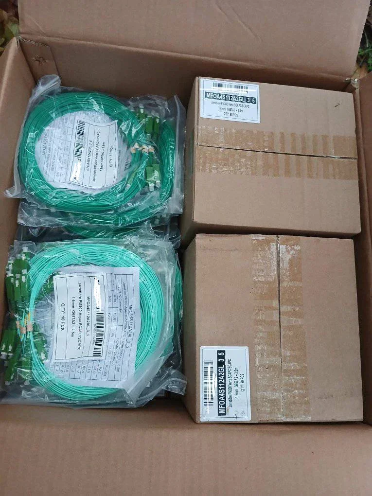 맞춤형 FTTH Jarretiere 녹색 점퍼, 아쿠아 G657A2 광섬유 패치 케이블, SC 심플렉스 SM SX SCAPC, 1.6mm, 3.5m, 신제품