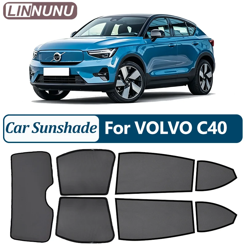 linnunu-磁気車のサンシェードボルボ-c40-ec40-充電サイドウィンドウメッシュカーテン-uv-保護プライバシーインテリアアクセサリー