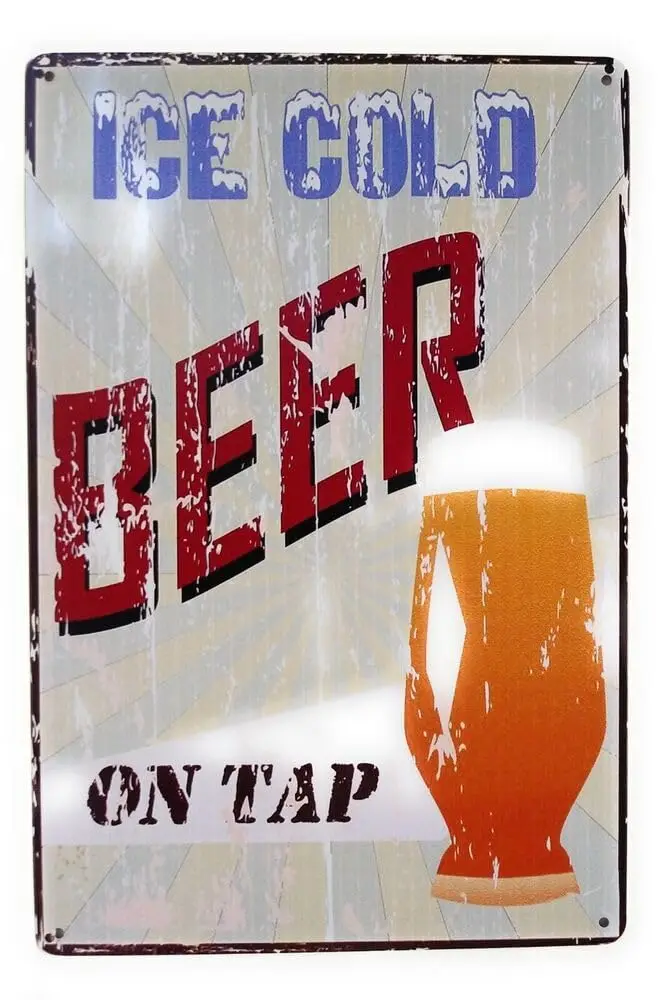 Ice Cold Beer On Tap Metal Tin Sign, Beer Sign, Alcohol Sign 12 x 16 Inches