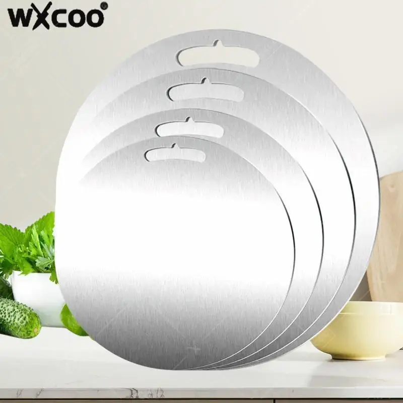 

WXCOO двусторонняя разделочная доска из нержавеющей стали 304, утолщенная разделочная доска пищевого качества для кухни, разделочные доски для фруктов и мяса