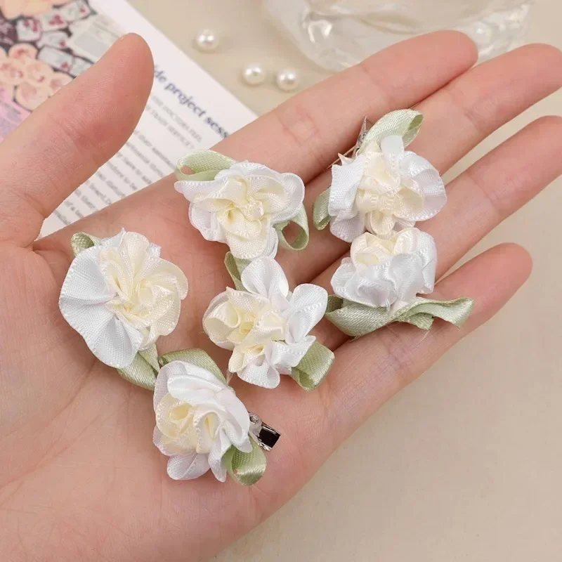 Jasmine Flower Hair Clip Claws Women Girls Thick Hair Barrettes Hairpins Sweet Duckbill Side Clip Fashion Hair Accessory Gifts