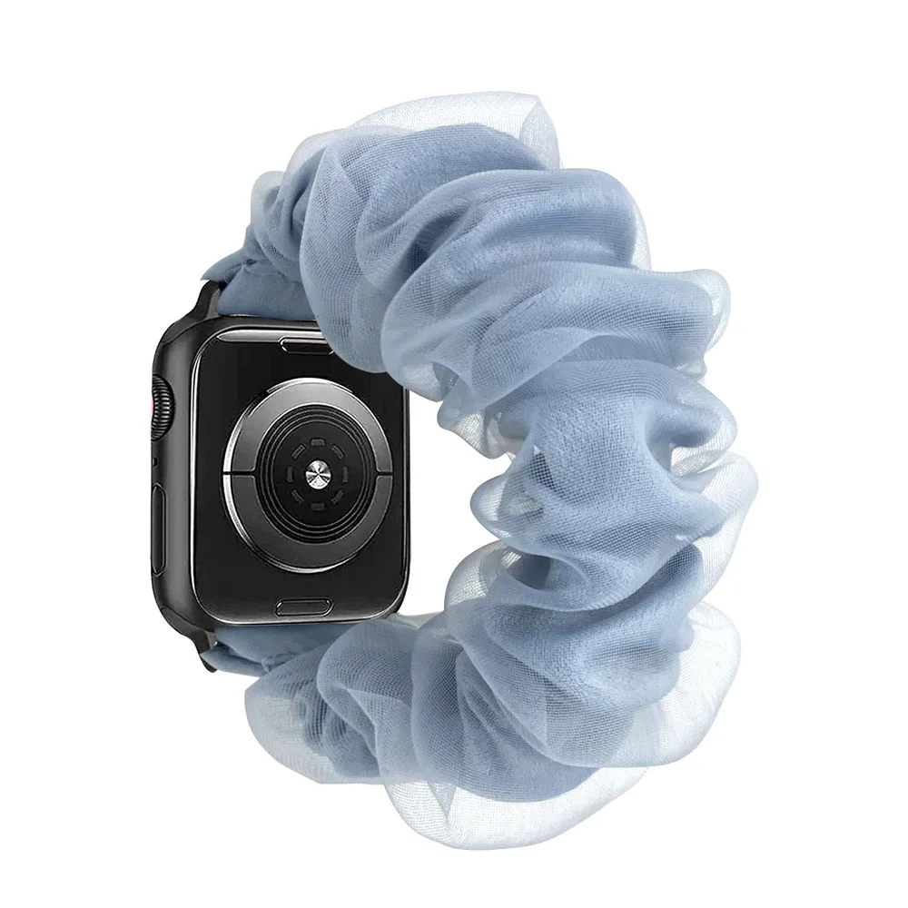 الأزرق 42 مللي متر iWatch 10 Scrunchies شريط مرن لساعة أبل الفرقة سلسلة 9 8 7 6 5 4 3 سوار مطاطا حزام الساعات 41 مللي متر 38 مللي متر 46 مللي متر