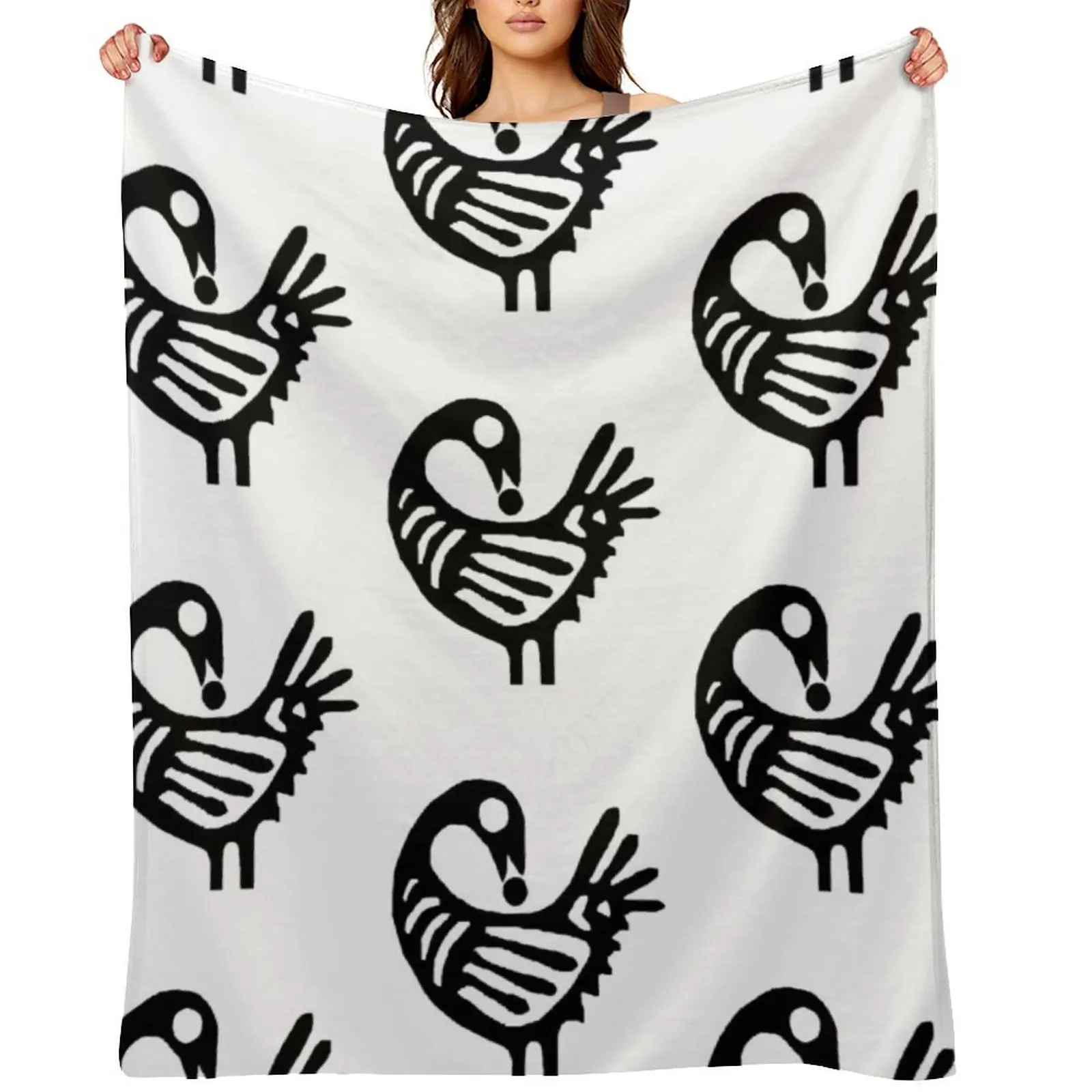 

Ghanaian Adinkra Symbol 'Sankofa' Throw Blanket Travel Plaid Flannel Fabric Luxury Throw Blankets