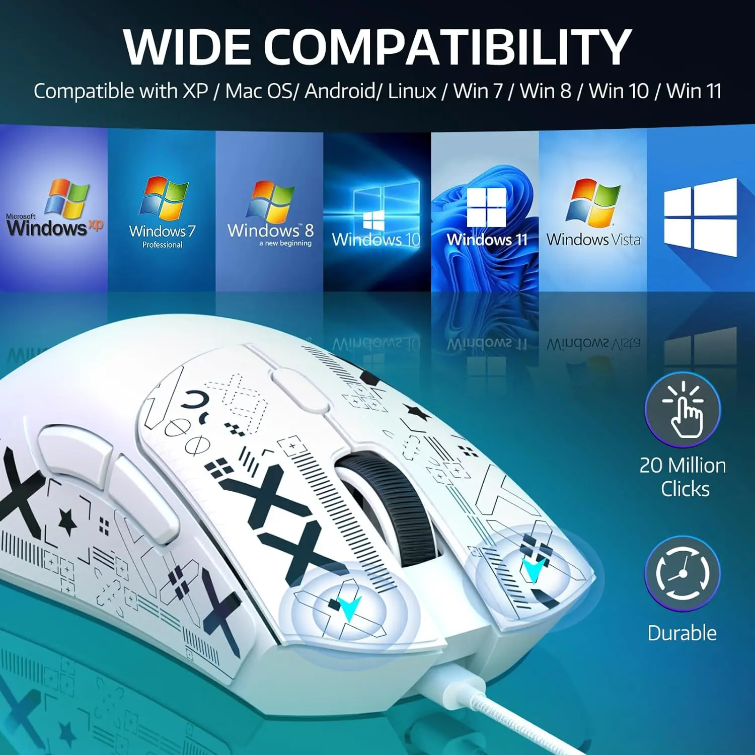 Imagem -04 - Ataque-wireless Tri-mode Gaming Mouse Bluetooth com Fio Leve Adesivos Antiderrapantes Sensor Paw3311 24 Ghz r1 59g