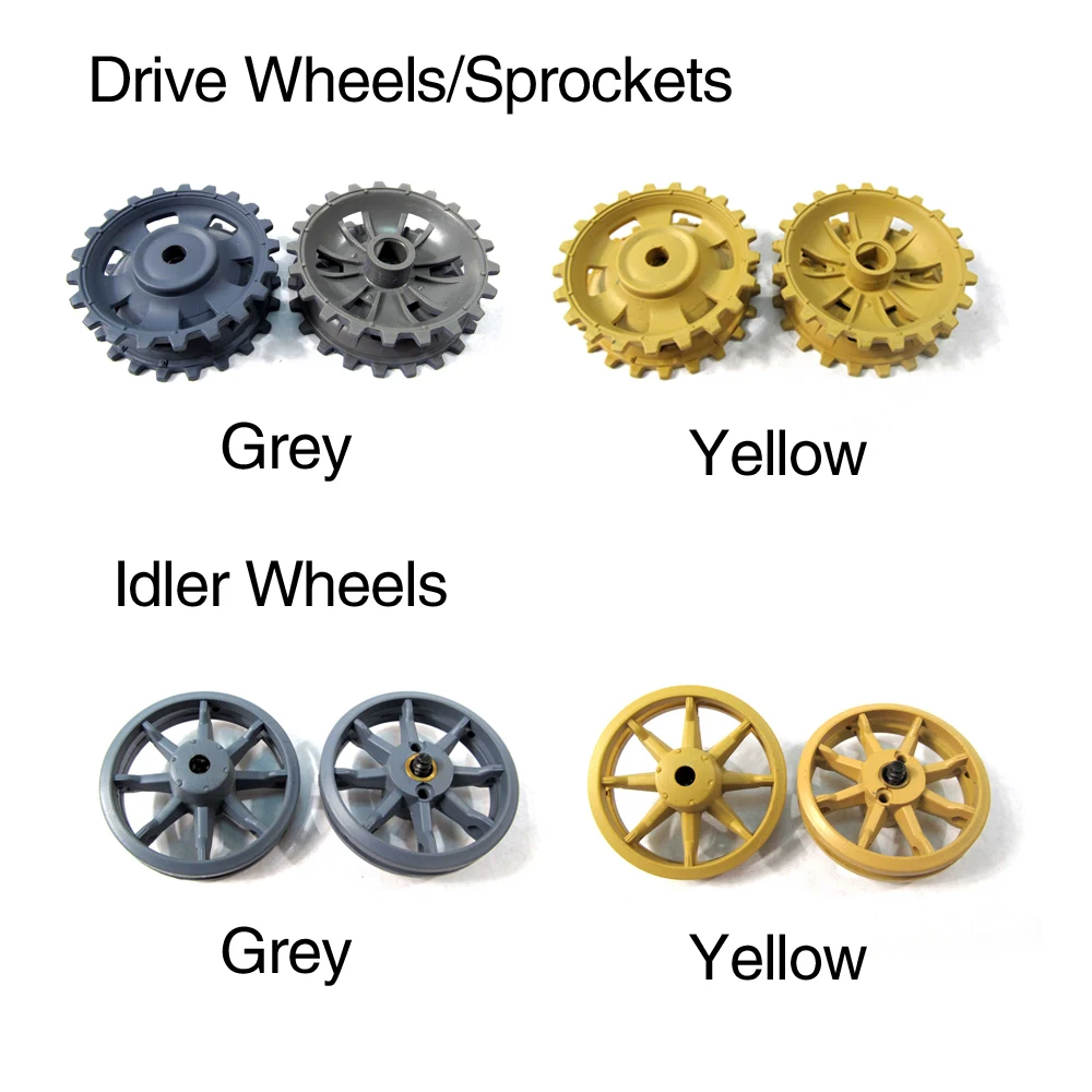 Heng Long Plastic Grey/Yellow Sprockets/Driving Wheels Idler Wheels for 1:16 Henglong 3848/49/68 Panzer III H Stug III tank