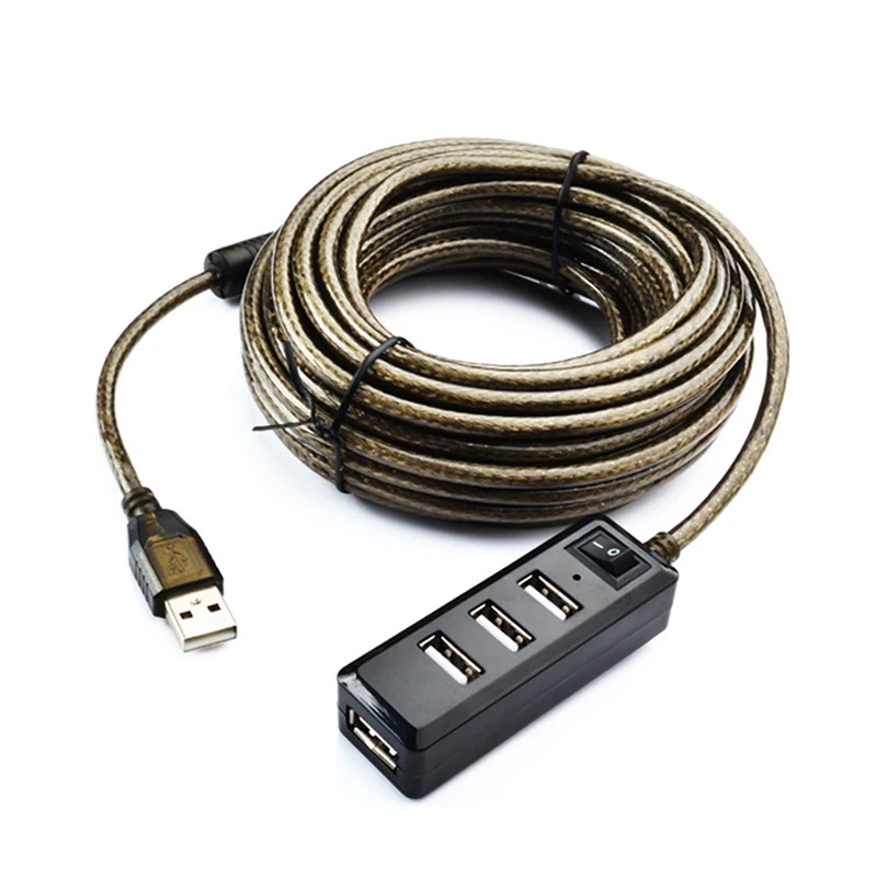 4Ports USB 2.0 HUB Extension Cable Male To Female Active Repeater Wireless Network Card Extension Cord USB Adapter 3M