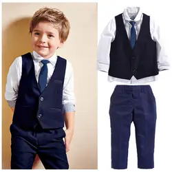 Baby Boy Clothes Set Shirt Tops Waistcoat Vest Pants Trousers 1-7Y Toddler Kids Children Tuxedo Gentleman Suit Formal Outfits