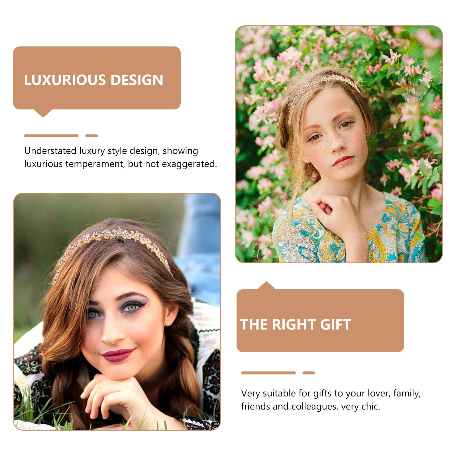 Diadema de flores para novia, corona elegante de aleación de diamantes de imitación, Tiara de boda hecha a mano, decoración para el cabello para banquete, graduación, accesorios de cumpleaños