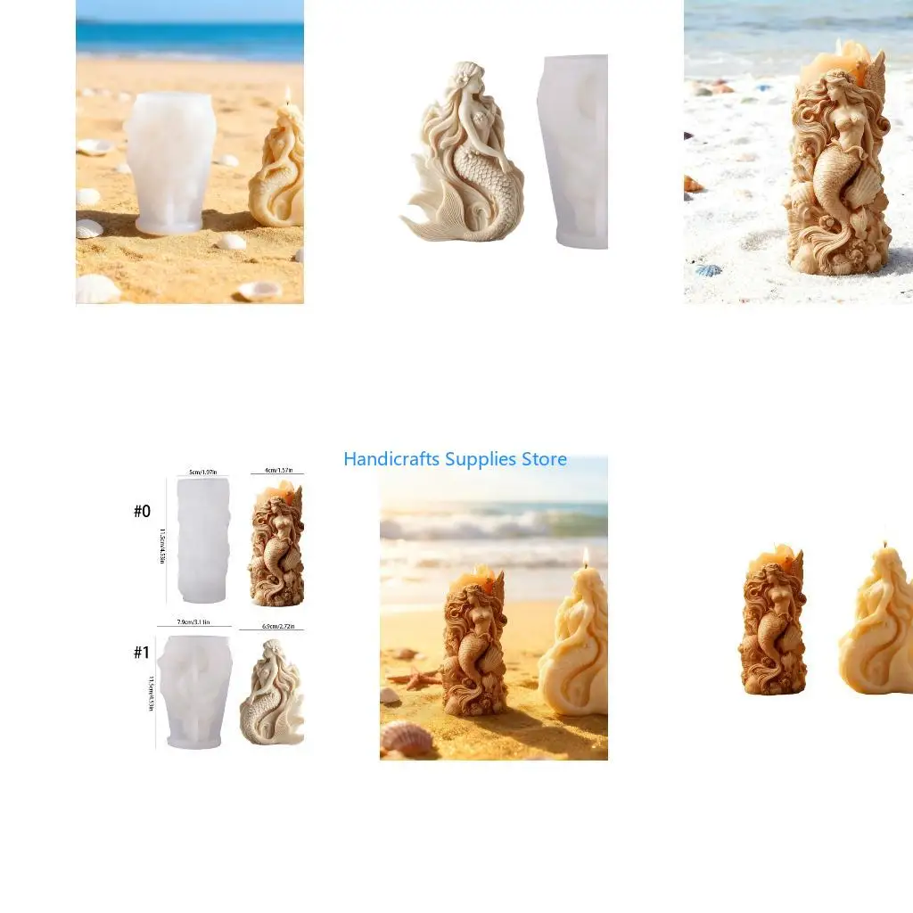 R1WA Magical Sea Maiden Silicone Mold For DIY Crafts Easy Demold Reusable For Candle Soap Chocolate Making