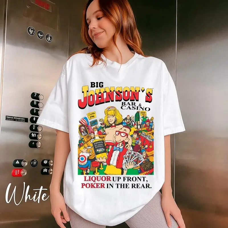 Big Johnson Bar Casino Cartoon T-Shirt