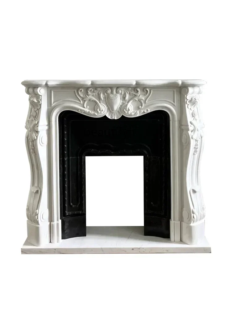 

lt Marble European carved fireplace living room decorative cabinet French marble stone sculpture fireplace rack