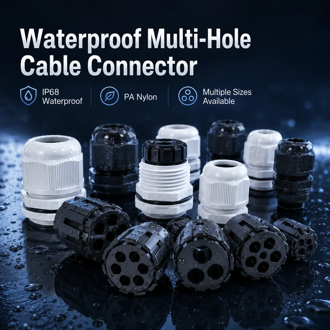 Nylon Multi-hole Wire Protection Cable Gland M12 Waterproof IP68 Strain Relief Plastic Cord Grips Manufactures Price NPT PG Type