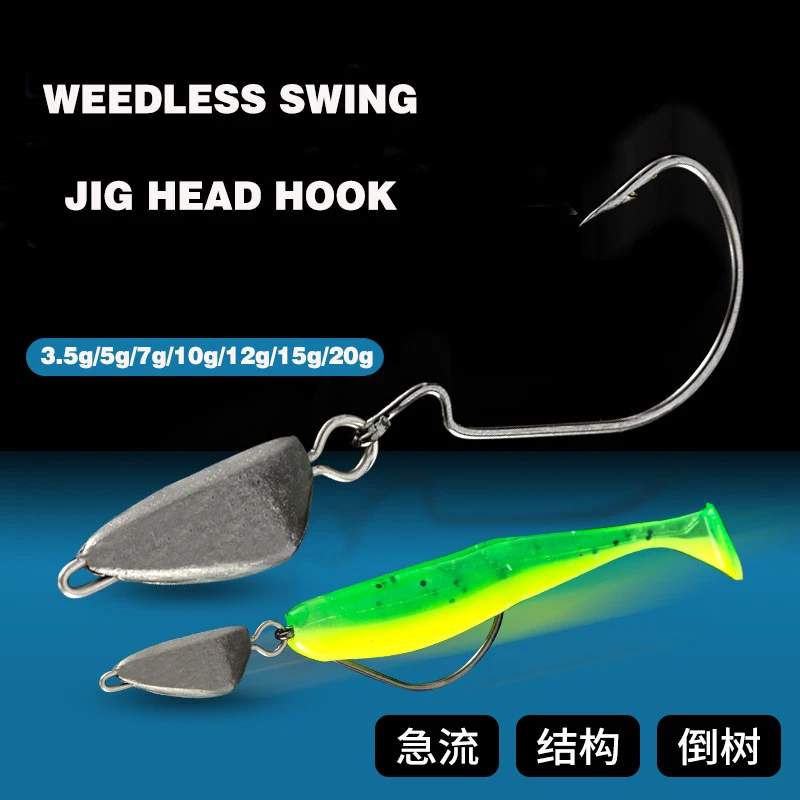 

Sea.YoLo Jig Crank Fishing Hooks 3.5g 5g 7g 10g 15g 20g Jigging Hook Anti-hanging Bottom Fishhook for Pike Carp Fishing Tackles