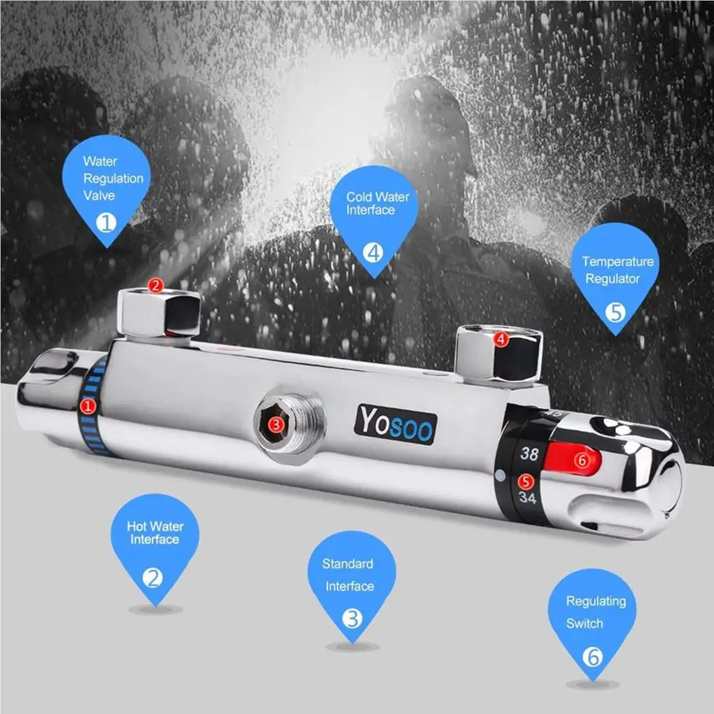 Imagem -05 - Válvulas de Mistura Termostáticas para Banheiro Torneira de Chuveiro Controlador de Temperatura Torneiras de Banheira Cromada Sistema de Chuveiro em Casa