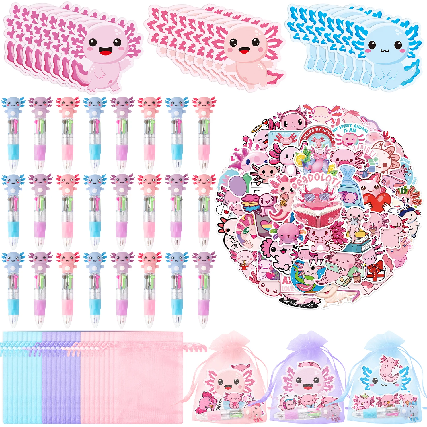 12PCS Axolotl Stationery Set Stylish With Sticky Note Sticker Design Goodie Bag Fillers for Lovers Holiday Presents Supplies