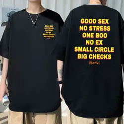 Good Sex No Stress One Boo No Ex Small Circle Big Checks Graphic Print Tshirt Men Women Casual Pure Cotton Tees Funny Streetwear