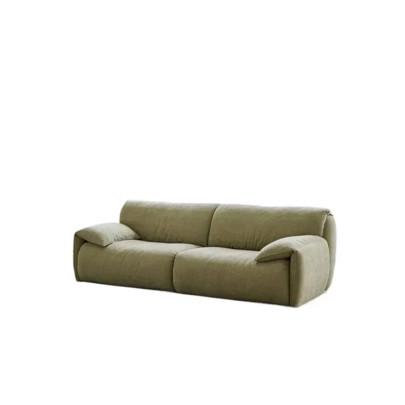 Simple modern cream style retro three-person fabric sofa