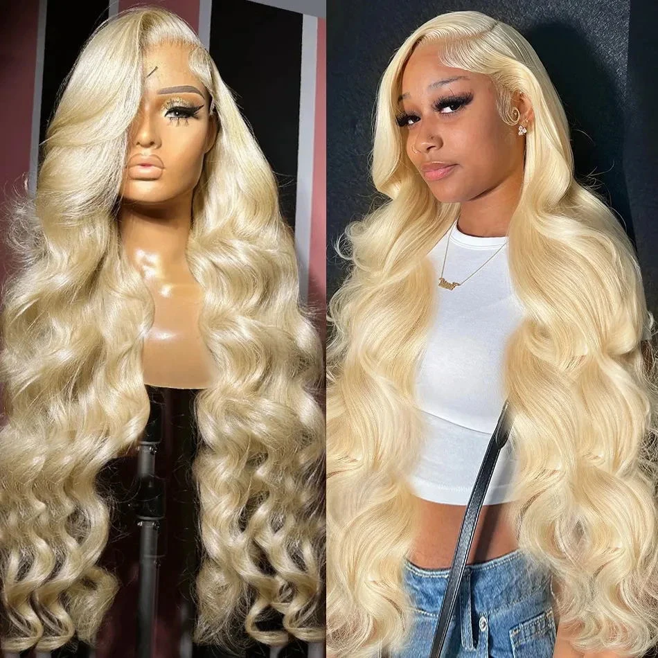 613 HD Body Wave Lace Front Human Hair Wig Transparent 180% Honey Blonde Lace Frontal Wigs 13x4 Brazilian Colored Water Wave Wig